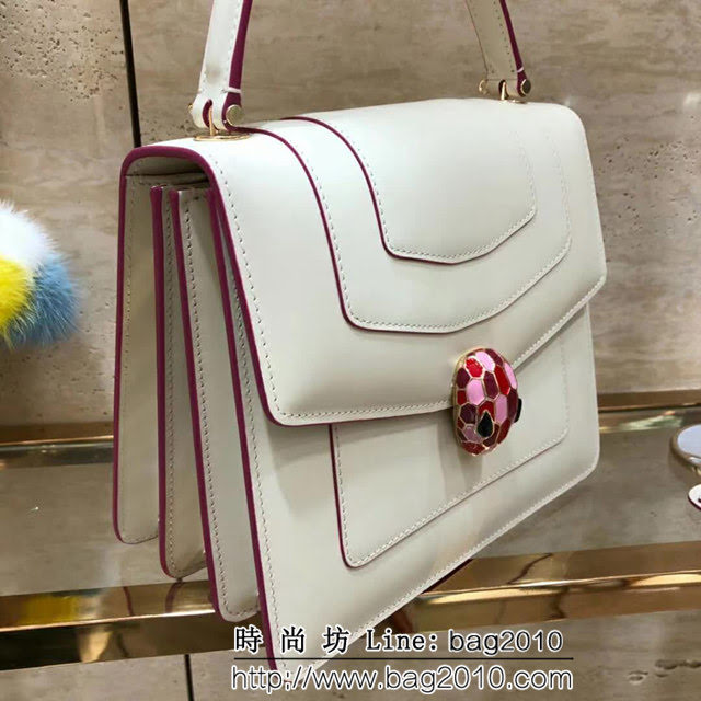 BVLGARI寶格麗 原單品質 最新款蛇頭扣環 奶白色 時尚手提肩背包 38329 FYD1297